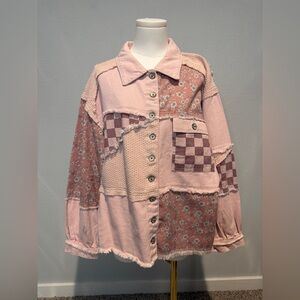 POL Pink Patchwork Jean Jacket
